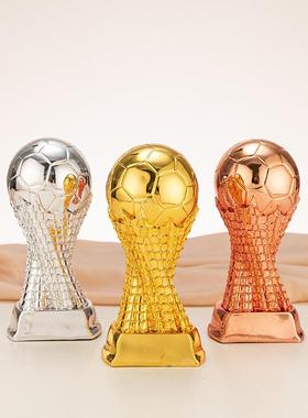 小号冠亚季足球比赛颁奖奖杯 树脂工艺品 金银铜奖杯印字球员MVP