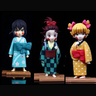 鬼灭之刃 花街篇 炭治郎 我妻善逸 伊之助 可换头 盒装 公仔 手办