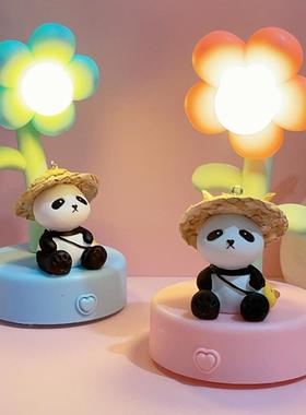 创意卡通可爱熊猫小夜灯景区礼品功夫熊猫摆件学生桌面台灯礼物