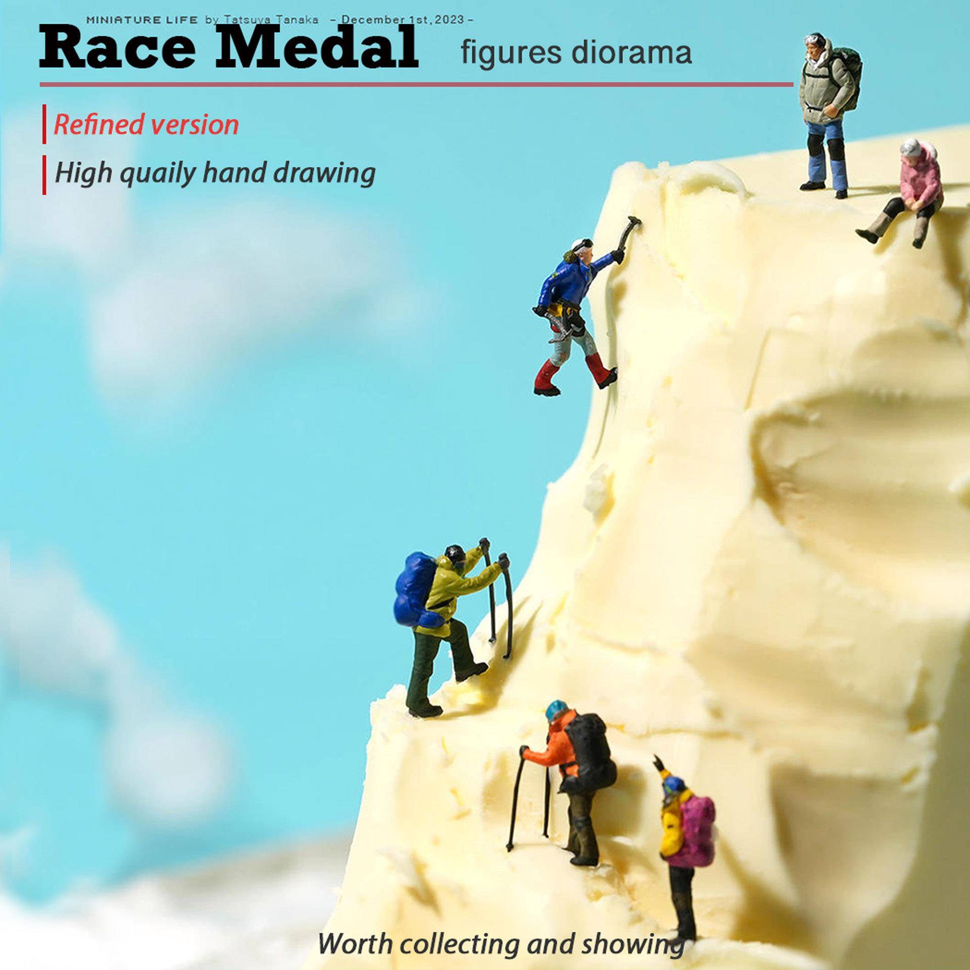 preiser登山背包客攀岩微缩场景1:64人物模型 1:87微拍小人创意