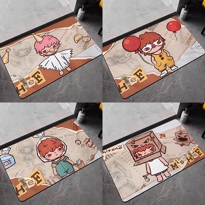 小野卡通浴室地垫吸水硅藻泥卫生间厨房洗手间吸水防滑地垫地毯