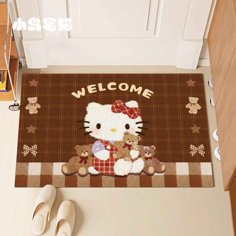 凯蒂猫复古入户门地垫家用丝圈脚垫耐脏防滑门垫进门玄关卡通地毯,居家布艺,入户地垫,淘宝优惠券,粉丝福利购,淘宝优惠卷