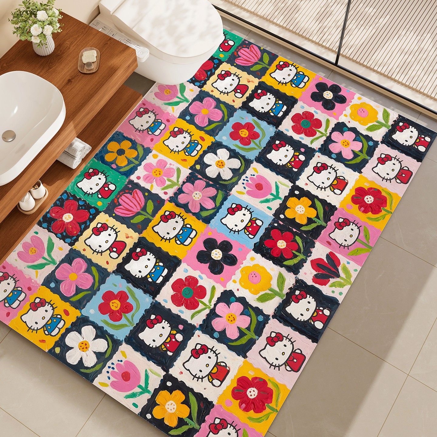 彩色硅藻泥浴室地垫干湿分离花朵脚垫多巴胺风地毯卫生间防滑防摔,居家布艺,家用脚垫,淘宝优惠券,粉丝福利购,淘宝优惠卷