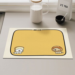 线条小狗厨房吸水垫吧台桌面餐具水龙头沥水垫洗漱台垫子干燥垫子