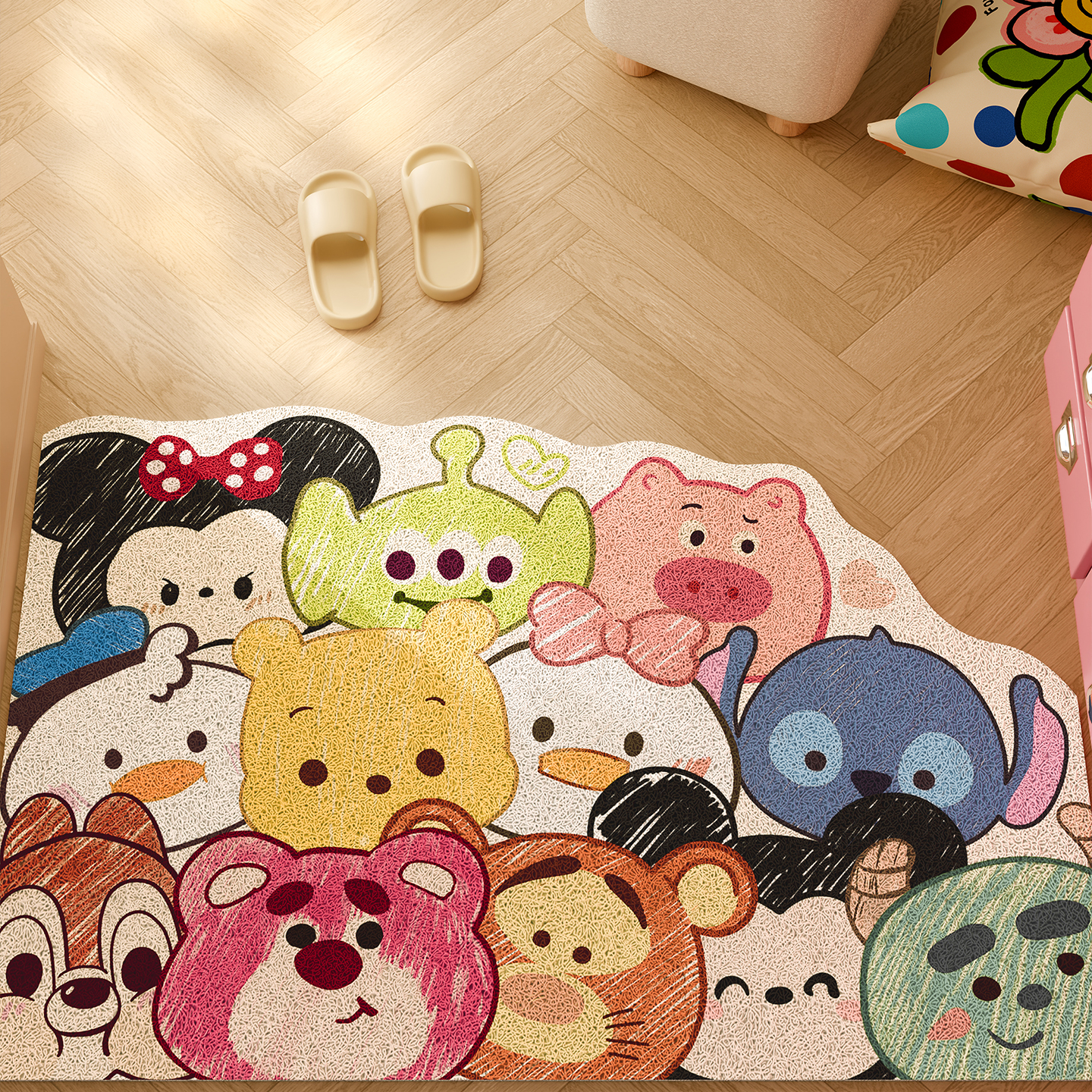 草莓熊丝圈地垫卡通可爱入户门地毯进门门口脚垫2025新款玄关门垫