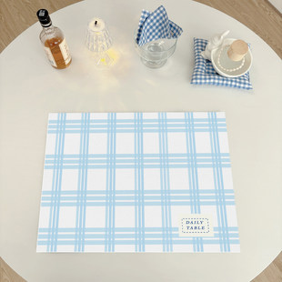 韩系格子皮革餐桌垫防烫防水防油ins风简约桌面隔热垫耐高温桌布