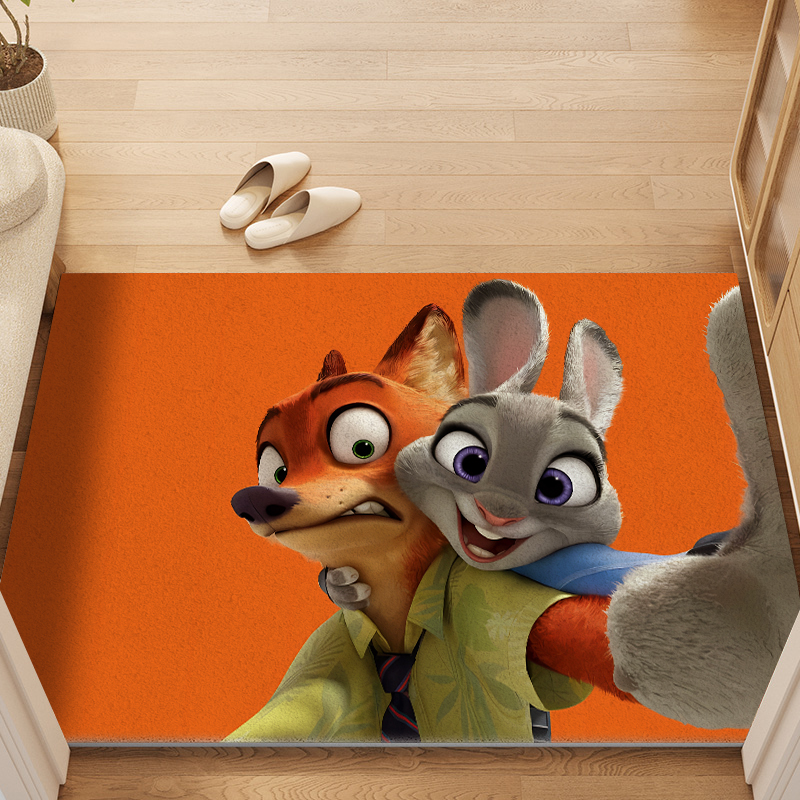 疯狂动物城丝圈防滑耐脏入户门玄关地垫2025新款门口进门家用脚垫