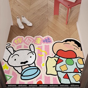 蜡笔小新入户门丝圈防滑地垫进门门口蹭土耐脏脚垫可裁剪卡通地毯