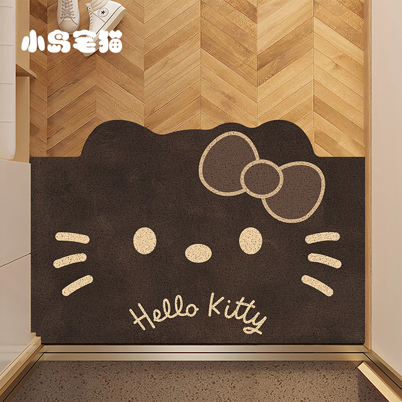 复古凯蒂猫入户门地垫丝圈脚垫耐脏防滑门垫进门家用防滑玄关地毯