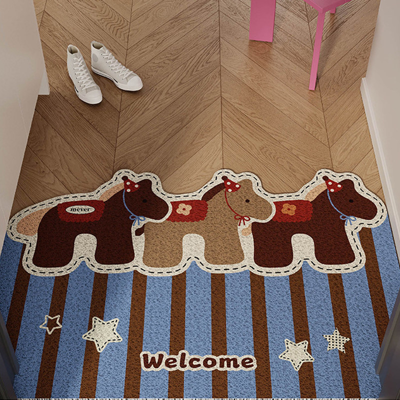 复古美拉德风马年入户地垫丝圈防滑耐脏脚垫玄关大门口地毯可裁剪,居家布艺,入户地垫,淘宝优惠券,粉丝福利购,淘宝优惠卷