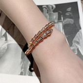 2025新款 蛇形手镯女小众设计网红轻奢18k玫瑰金高级感满天星手环