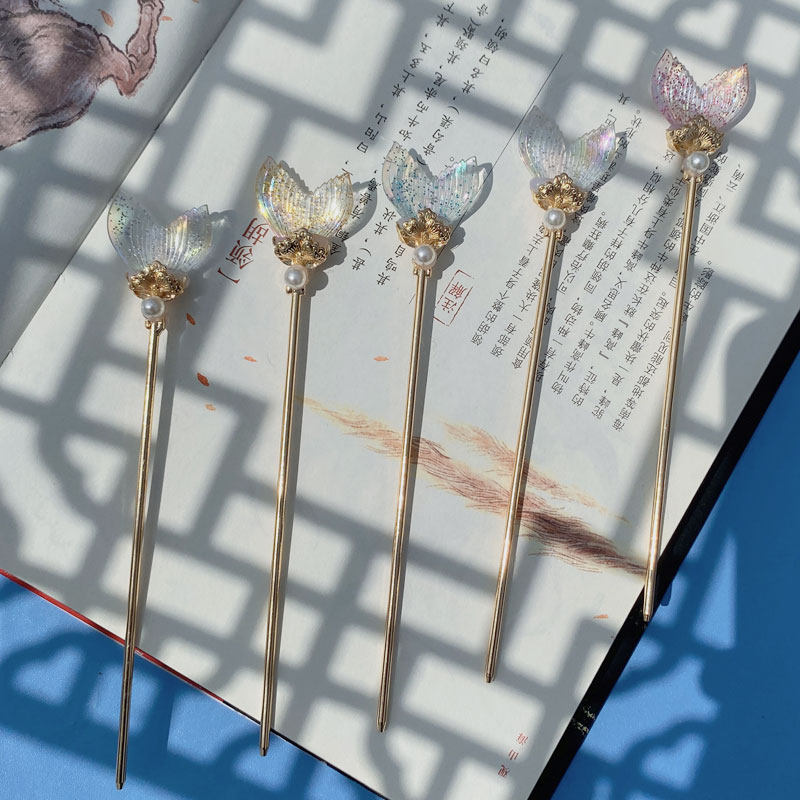 中国风鱼姬尾日常发簪日式和风小清新鱼尾盘发簪子仙气古风饰品