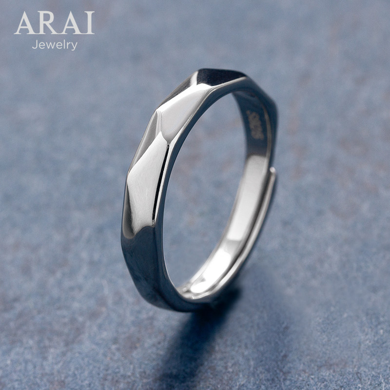 arai纯银戒指男女小众设计创意活口单戒学生个性简约闺蜜素银戒指