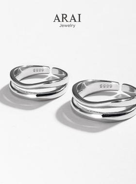 ARAI男女999足银欧美情侣戒指