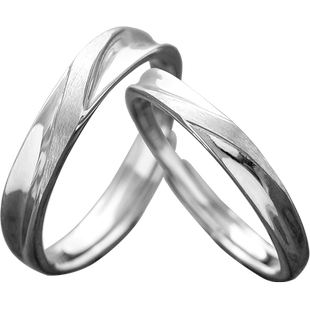 ARAI999纯银戒指小众设计男女活口戒指ins个性简约拉丝素圈单戒