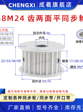 S8M24齿铝合金同步带轮AF 24S8M两面平槽宽17/28/33/44同步轮现货