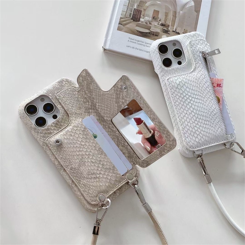苹果17promax手机壳插卡包带镜子