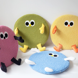 可爱娃娃加厚卡通圆形女生可爱玩偶羊羔绒椅玩具车载可用