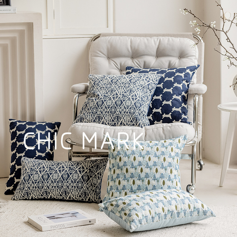 ins风奢华纯棉刺绣抱枕套不含芯正方形北欧风沙发抱枕靠客厅靠