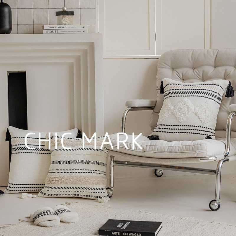 样板间民宿暖色系列风格色织提花办公腰枕套柔软轻奢客厅沙发抱枕