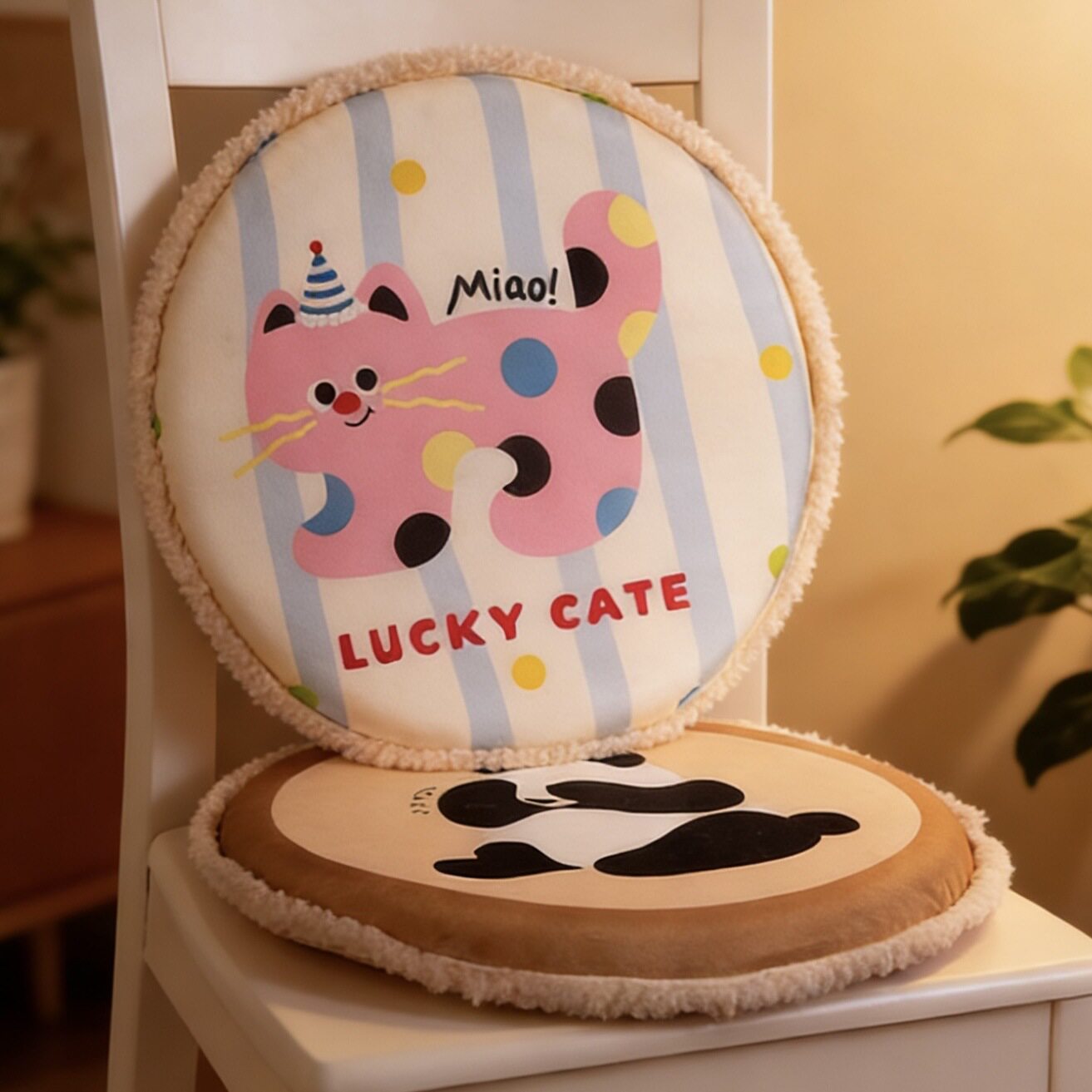 记忆棉卡通印花圆形坐垫 康乐屋慢回弹屁垫防滑加厚椅子垫