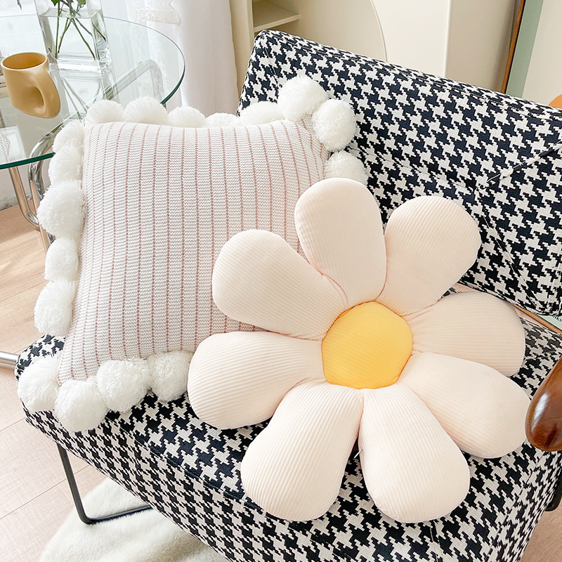 北欧ins花瓣靠垫轻奢沙发橙色