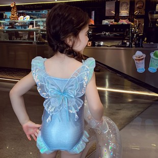 女宝游泳服 可爱蝴蝶超好看新款 女童泳衣夏季 小女孩连体美人鱼泳装