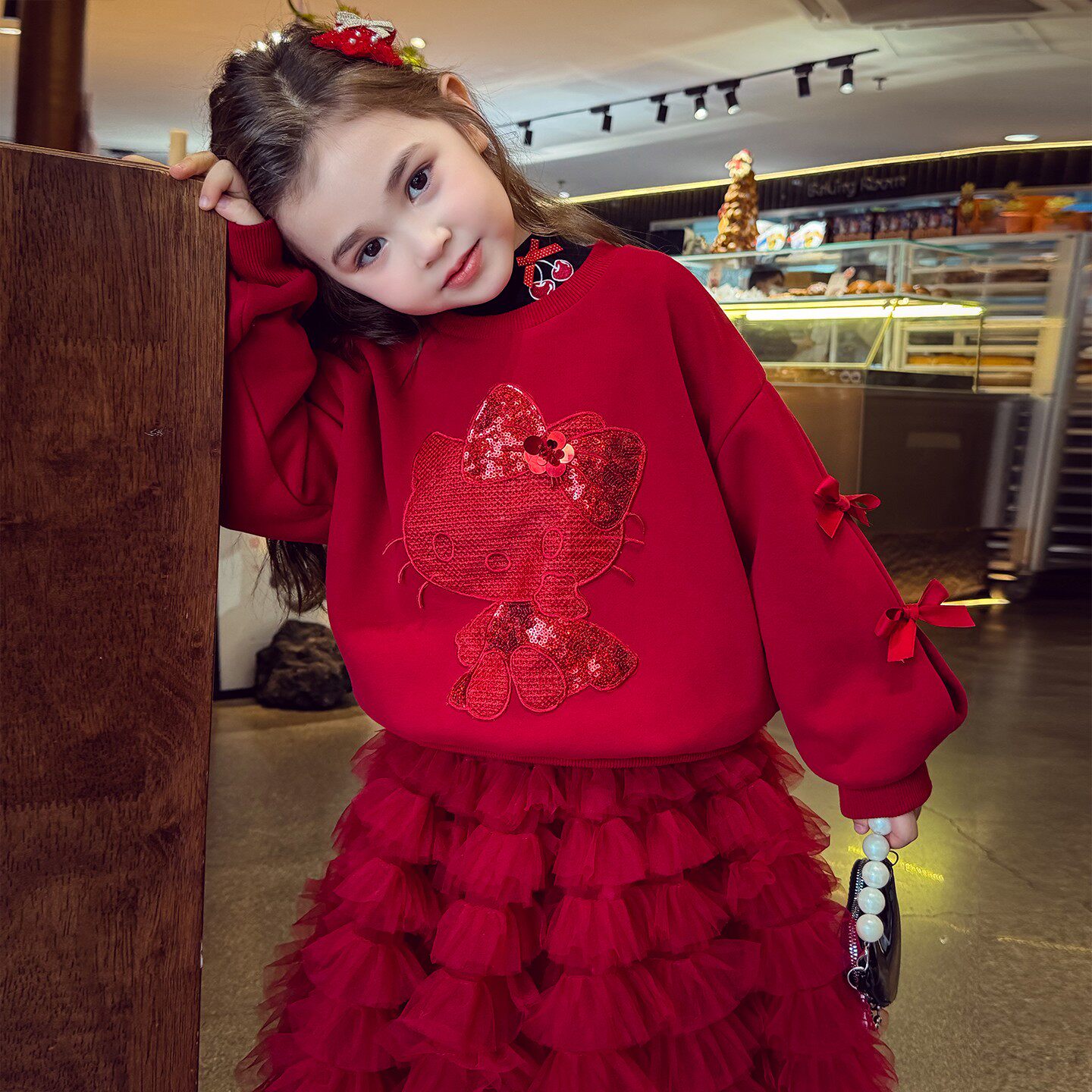 女童套装冬装2025新款儿童韩版亮片卡通卫衣网纱蓬蓬短裙两件套裙,童装/婴儿装/亲子装,套装,淘宝优惠券,粉丝福利购,淘宝优惠卷