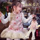 儿童新中式 女童旗袍裙冬装 2025新款 国风锦鲤夹棉背心裙织锦连衣裙