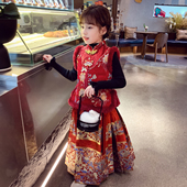 女童马面裙套装 国风小女孩拜年汉服背心两件套 新中式 冬季 2025新款