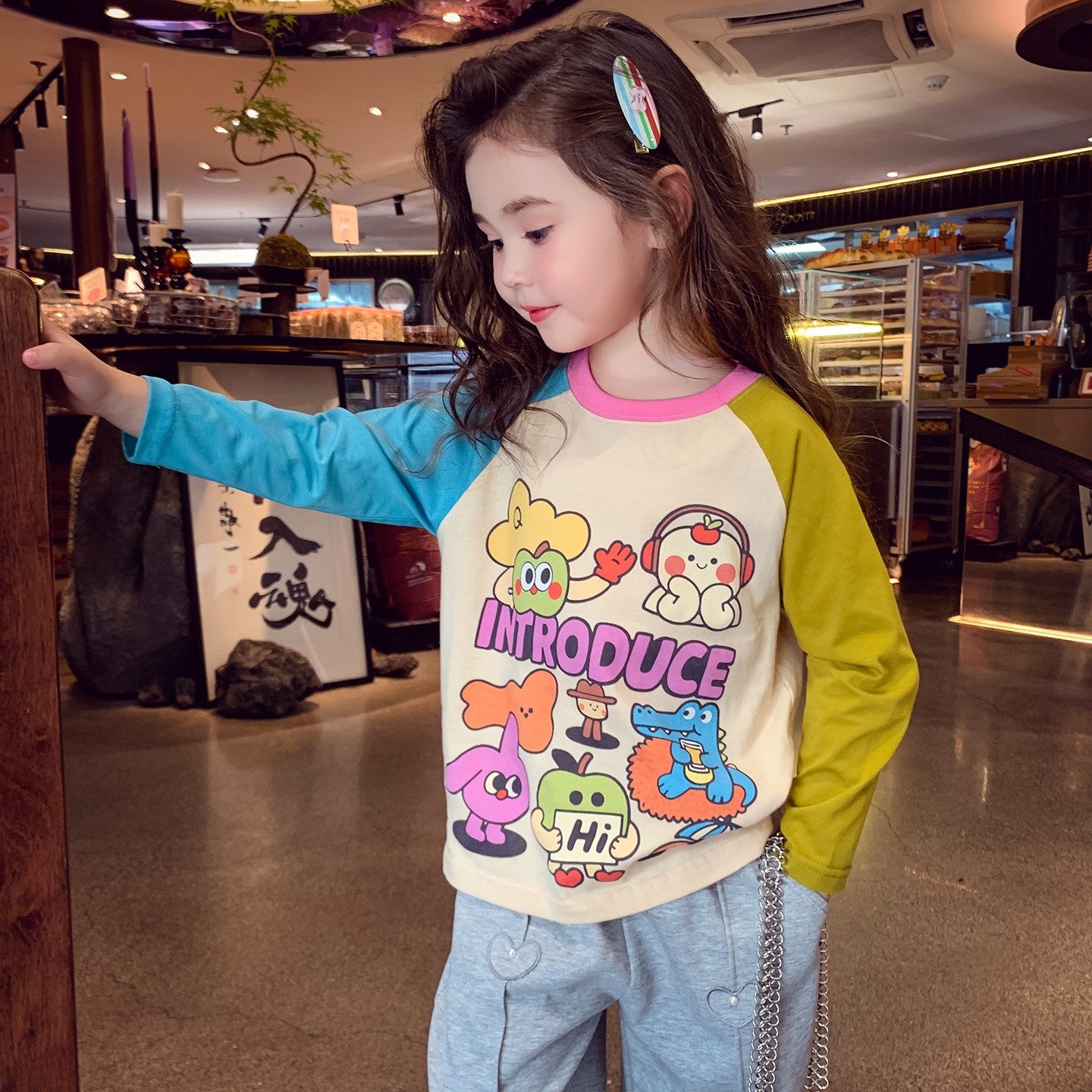 女童春装长袖T恤新款儿童插肩袖打底衫时髦卡通内搭春秋女孩上衣,童装/婴儿装/亲子装,T恤,淘宝优惠券,粉丝福利购,淘宝优惠卷