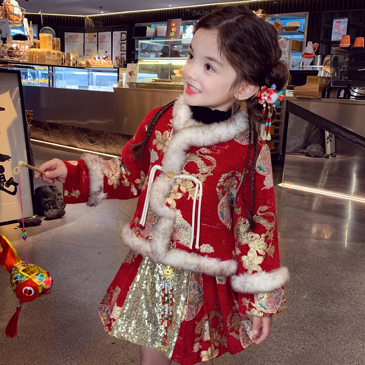 女童新年红色套装冬装2025新款新中式外套女孩国风拜年短裙两件套,童装/婴儿装/亲子装,套装,淘宝优惠券,粉丝福利购,淘宝优惠卷