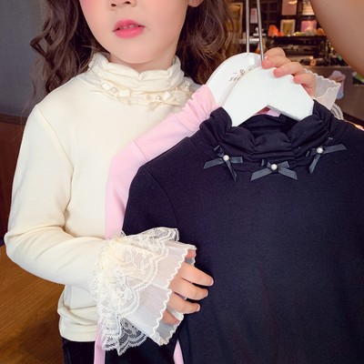 女童蕾丝喇叭袖打底衫上衣