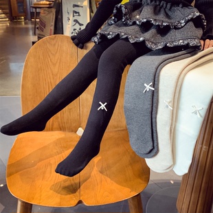 蝴蝶结加绒舞蹈连袜打底裤 女童连裤 儿童韩版 2025新款 子女孩 袜冬装