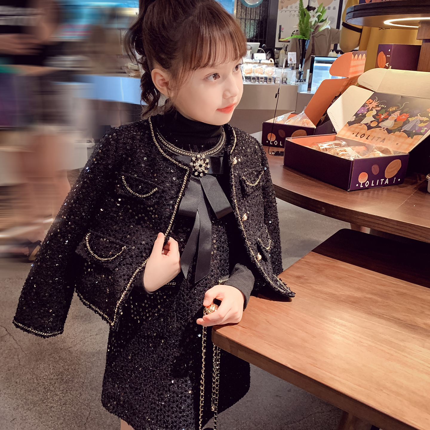 女童小香风两件套装裙子秋冬穿搭