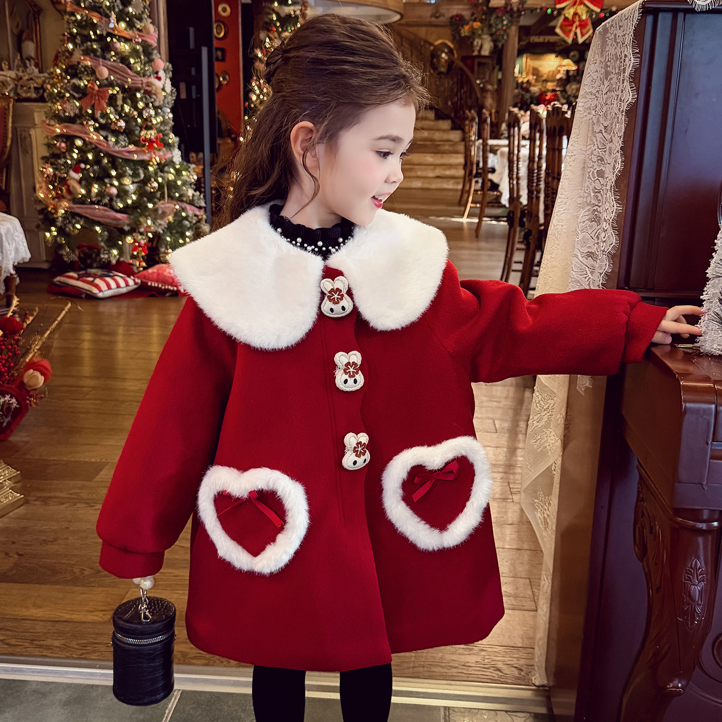女童呢子外套冬2025新款儿童新年红色大衣女孩夹棉保暖中长款上衣,童装/婴儿装/亲子装,普通外套,淘宝优惠券,粉丝福利购,淘宝优惠卷