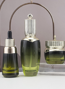 绿色30g膏霜空瓶按压瓶乳液瓶膏霜瓶40ml玻璃瓶化妆品分装瓶套装