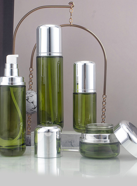 透绿色100ml容器40ml泵头瓶30克膏霜瓶化妆品护肤品包装瓶玻璃瓶