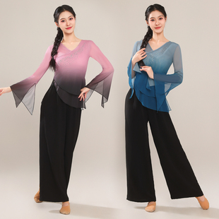 新款 古典舞纱衣练功服古风女身韵舞蹈服上衣飘逸仙气艺考演出服装