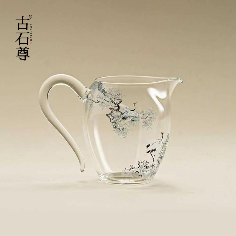 松鹤高硼硅玻璃公道杯高档家用茶具分茶器加厚耐高温公杯茶具配件