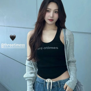 three 外搭防晒衫 times短款 女系带披肩长袖 针织开衫 joy朴秀荣同款
