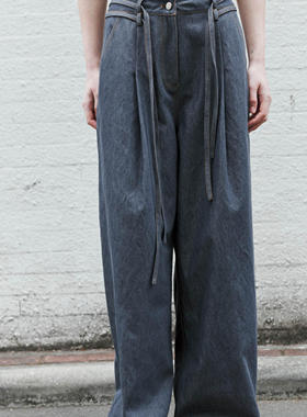 Fist to Fist  棉涤混纺 抽绳垂坠感宽版牛仔裤FK0026