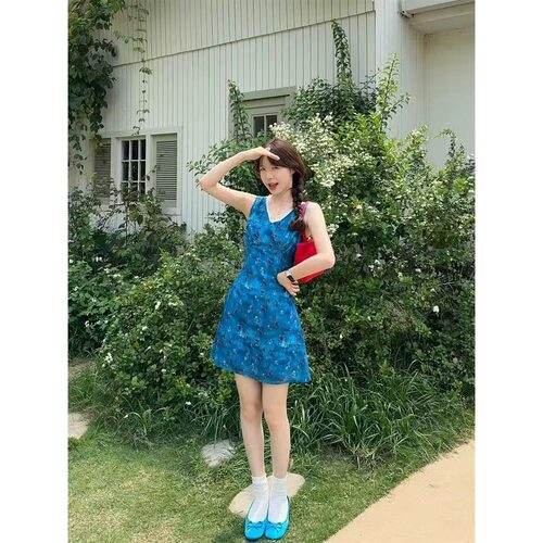 复古甜妹风蕾丝领碎花连