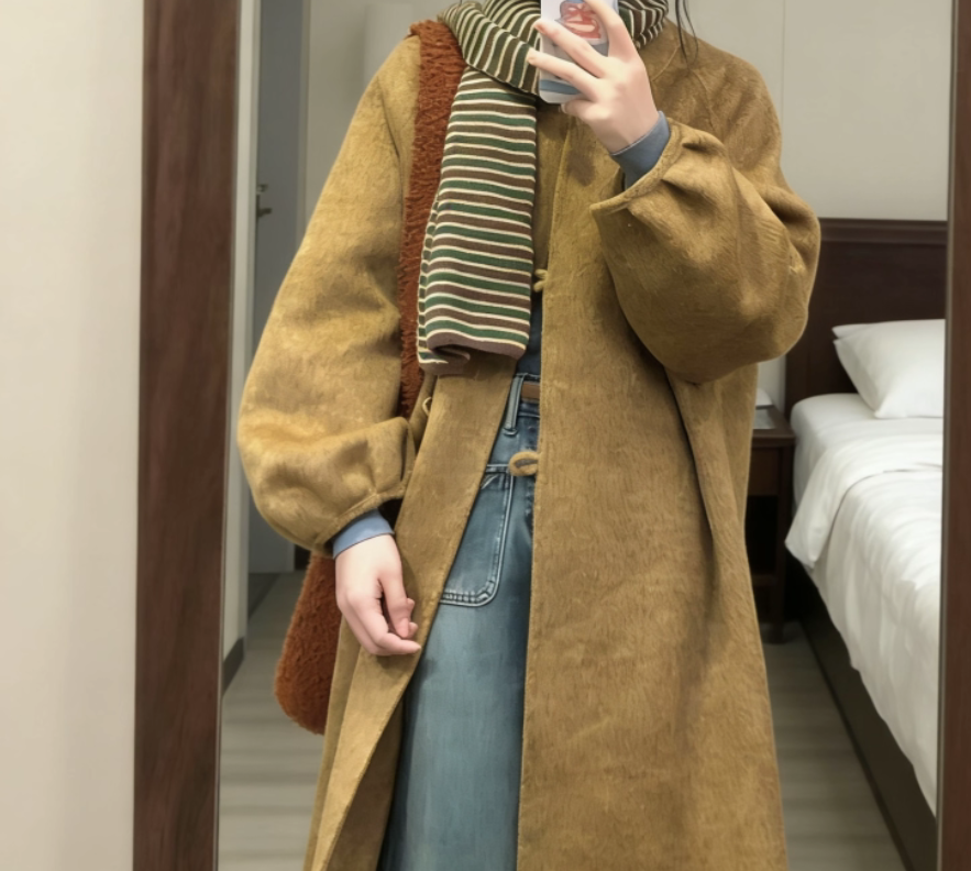 实拍日系复古高级感双面羊绒翻领大衣秋冬新款女赫本风通勤外套,女装/女士精品,毛呢外套,淘宝优惠券,粉丝福利购,淘宝优惠卷