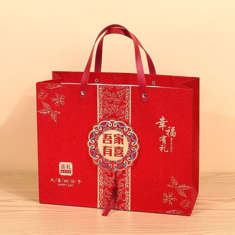 中国风特大号烫金结婚糖果袋子金榜题名手提袋喜糖包装回礼袋寿宴