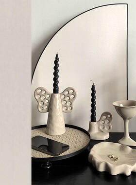 轻奢风氛围感创意陶瓷烛台