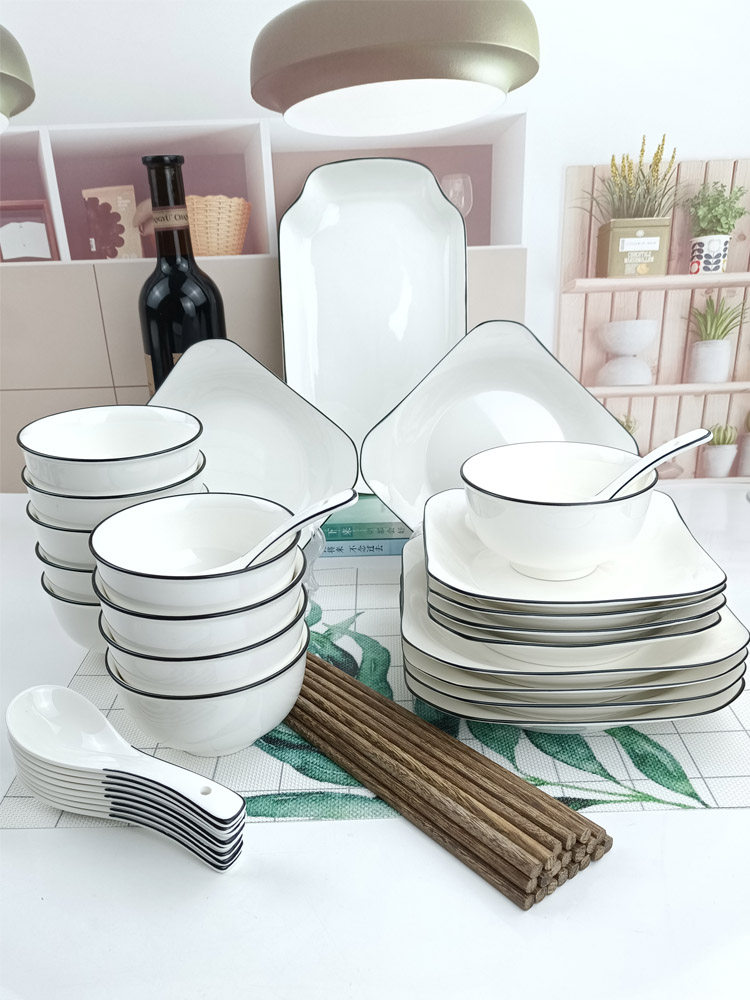 Bowl set Household housewarming tableware bowl set Light luxury style modern simple Chinese plate bowl 2021 new