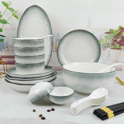 景德镇餐具套装轻奢高级感2025新款碗碟盘釉下彩碗具碗筷组合家用