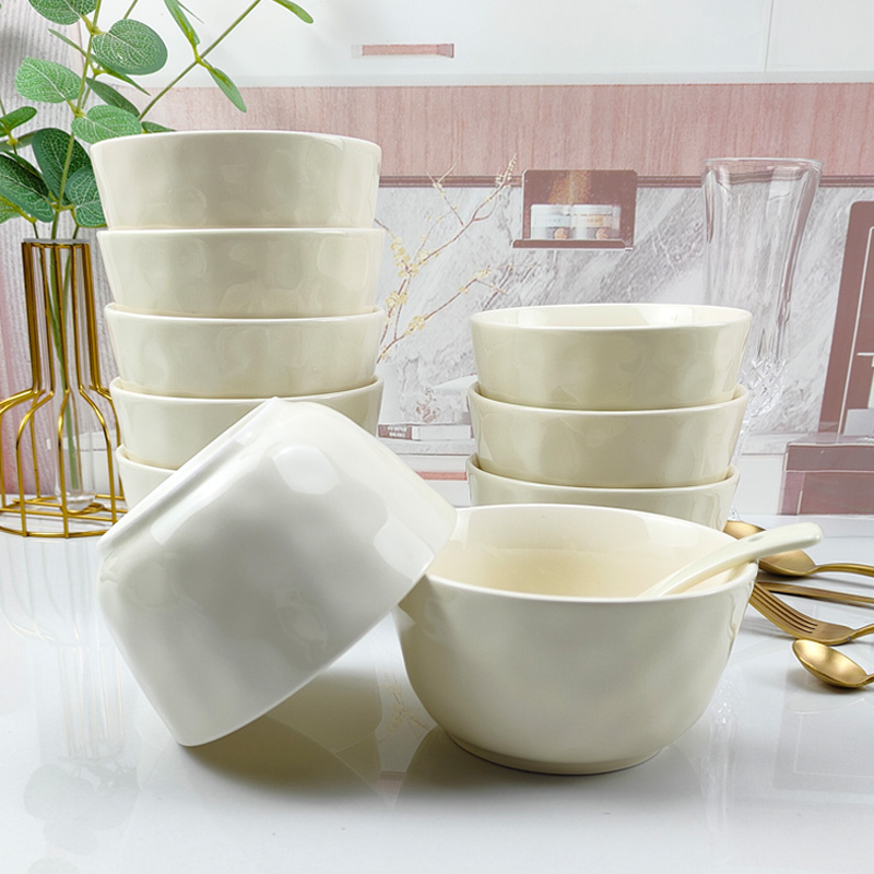 高颜值奶油风吃饭的碗大号米饭碗