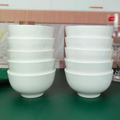 景德镇陶瓷碗家用吃饭的碗纯白色商用小白碗米饭碗5寸釉下彩加厚6